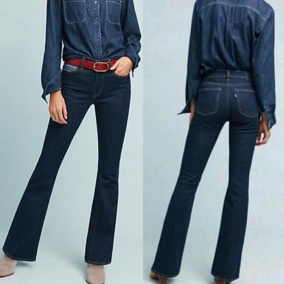 Levi's Made & Crafted Stem Flare Jeans Blue Anthro Mid Rise Boho Casual Size 27 - Picture 1 of 15